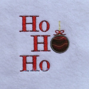 Ho Ho Ho Christmas ball applique embroidery design, multiple formats