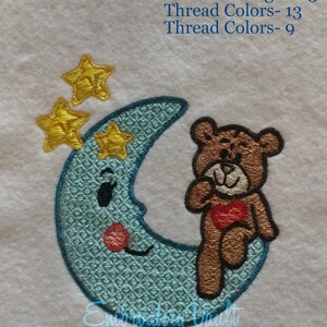 Moon Bear Embroidery Design, Multiple Formats