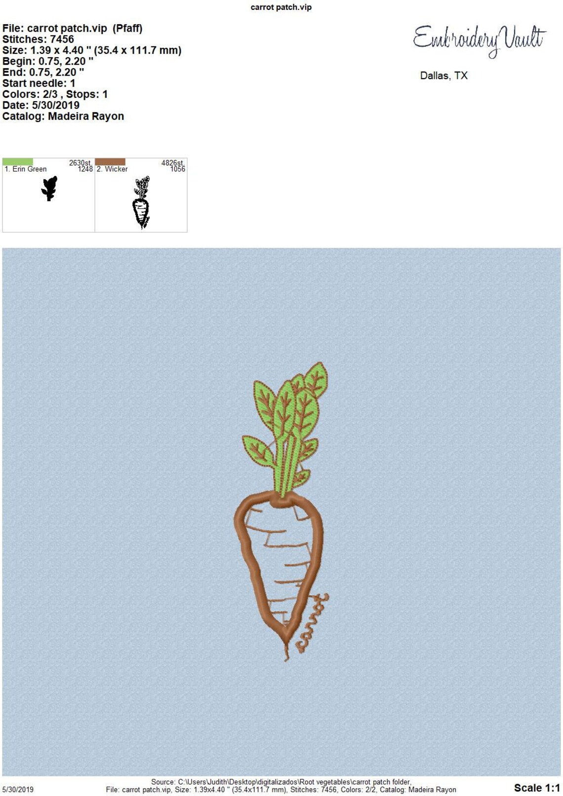Root Vegetable Carrot Patch Embroidery Design Multiple Etsy