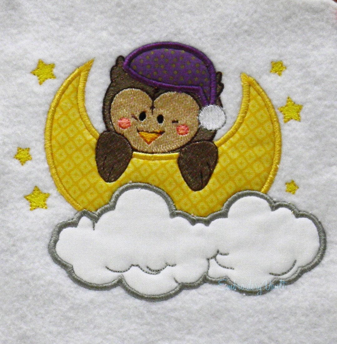 Sky Baby Owl  Patch Embroidery Design, Multiple Formats, baby, nursery
