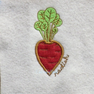 Root Vegetable, Radish Patch Embroidery Design, Multiple Formats, kitchen