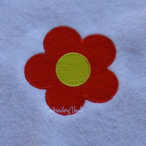 Five petals flower embroidery design. Multiple formats. 3&quot; and 0.5 &quot; sizes.