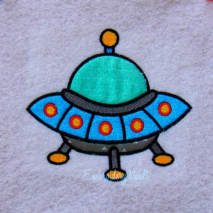 Alien Spaceship Patch 3 Embroidery Design. Multiple Formats