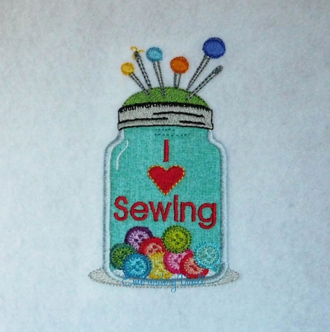 Sewing Buttons Jar Applique Embroidery Design, Multiple Formats - Etsy