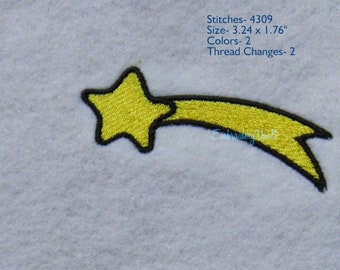 Shooting Star Embroidery Design, Multiple Formats. Comet.