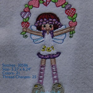 Fairy Girl 5 Embroidery Design, Multiple Formats