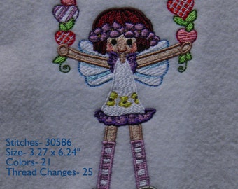 Fairy Girl 5 Embroidery Design, Multiple Formats