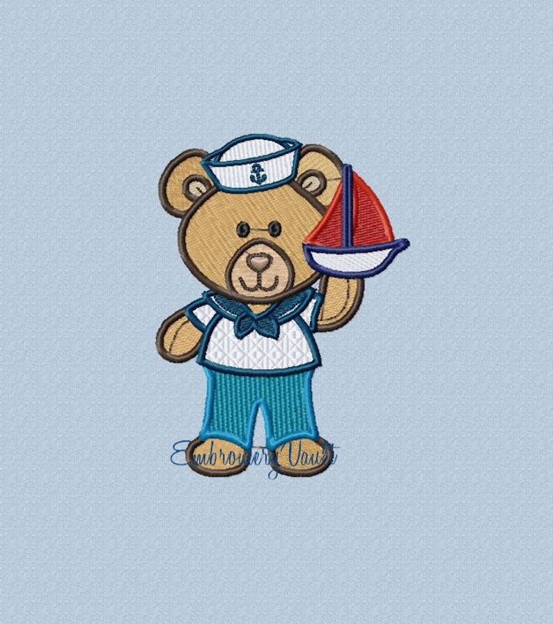 Nautical Sailor Bear 7 Embroidery Design | Etsy