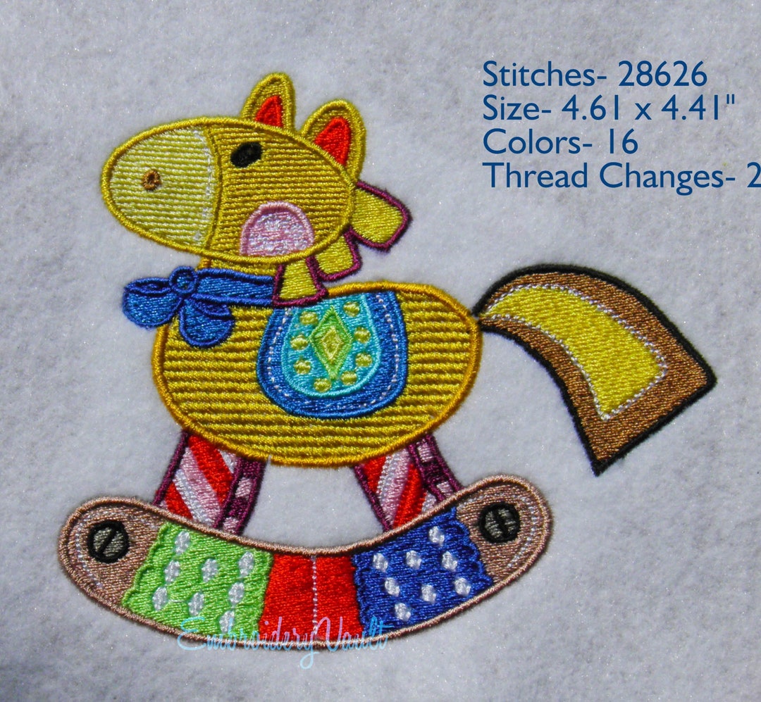 Patchy Rocking Horse Embroidery Design, Multiple Formats Etsy UK