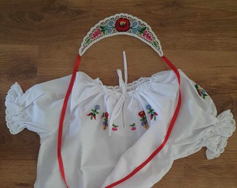 Blouses, Coronets, Hairbands and Baby Suits - decorated with Hungarian folk art motifs