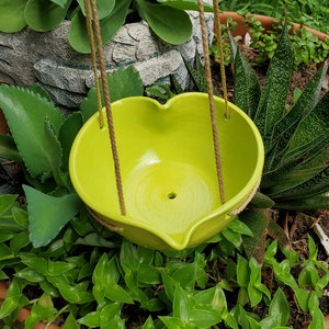 Hanging Heart Planter Bird Feeder With Drainage Hole Chartreuse