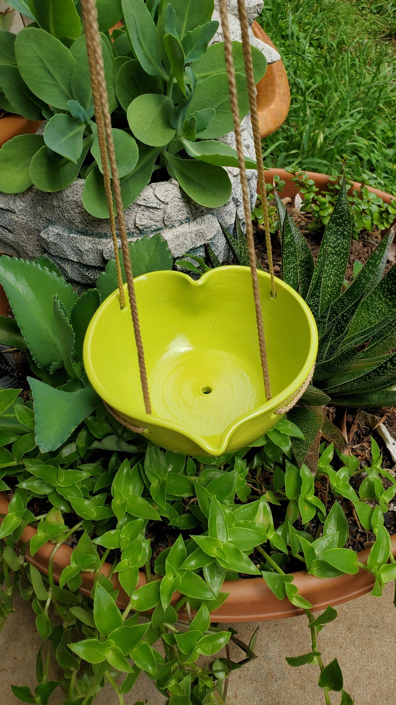 Hanging Heart Planter Bird Feeder With Drainage Hole Chartreuse