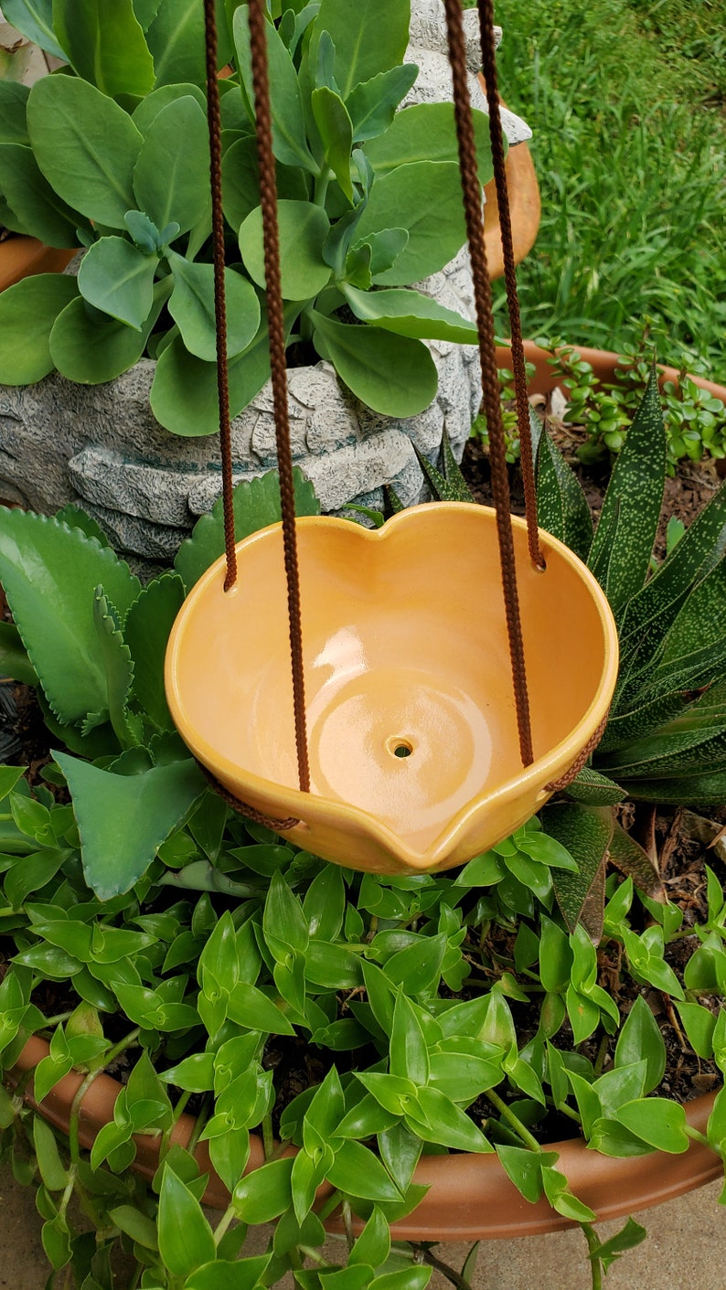 Hanging Heart Planter Bird Feeder With Drainage Hole Sunflower Yellow