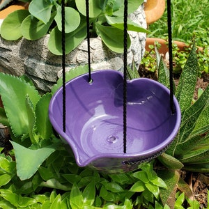 Hanging Heart Planter Bird Feeder With Drainage Hole Purple