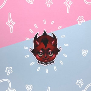 Devil Kewpie Head Sticker
