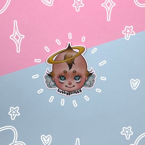 Angel Kewpie Head Sticker