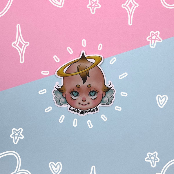 Angel Kewpie Head Sticker