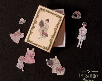 Miniature Christmas Paper Doll Box 1 - 1:12 scale