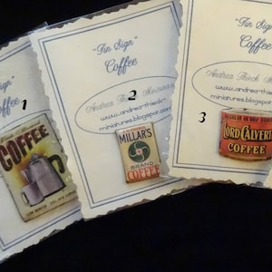 Miniature &quot;Tin&quot; Signs - Coffee Theme - 1/12 scale