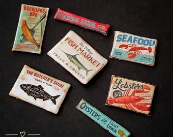 Miniature "Tin" Sign - Fish Shop Theme - 1/12 scale