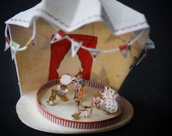 Tenda giocattolo da circo vintage - scala 1:12 artigianale in miniatura fatta a mano - scegli il tema