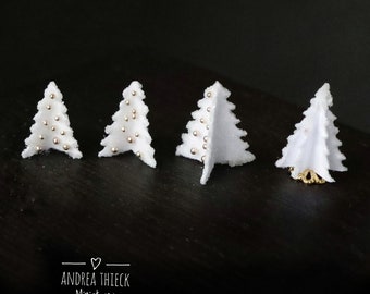 Glittered Miniature 3D White Christmas Tree  1/12 scale