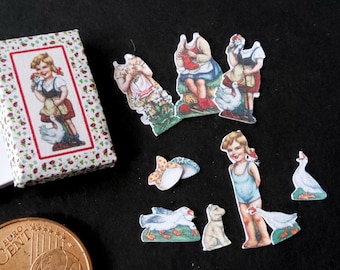 Miniatures Paper Doll Box with Gänseliesl / Goose Lizzy - 1:12 scale