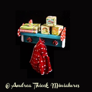 Miniature Toadstool Toy Shelf - OOAK - 1:12 scale