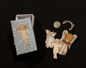 Miniatures Paper Doll Box with Angel - 1:12 scale