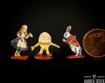 Alice in Wonderland Theme - Alice, Humpty Dumpty, Rabbit 1:12 3D Figures Displays