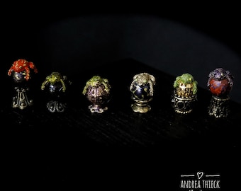 Miniature frog on ball - witches little helper -  one inch scale