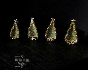 Glittered  Miniature 3D Christmas Tree  1/12 scale on stand