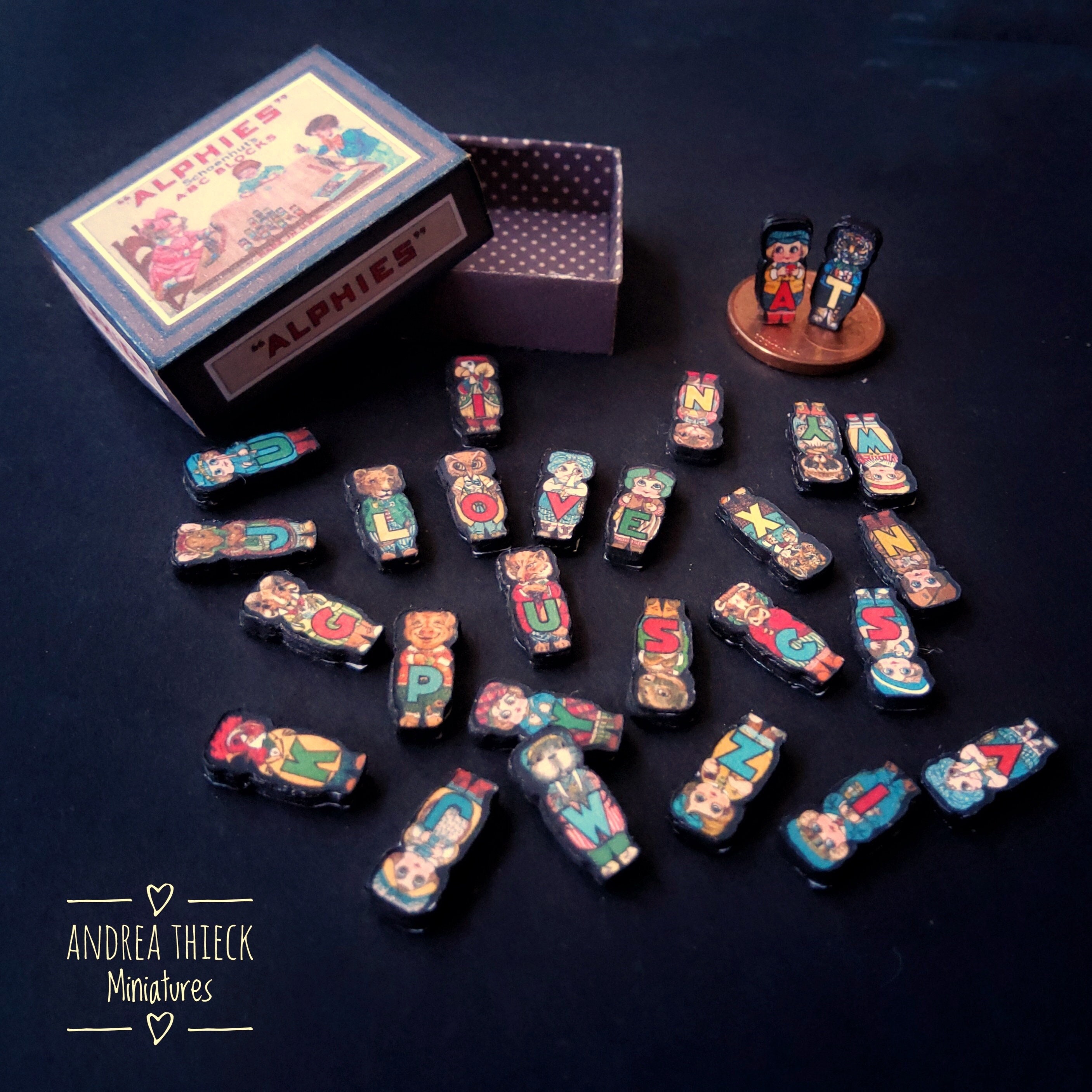 Miniature Schoenhut Alphies ABC Alphabet Blocks 1:12
