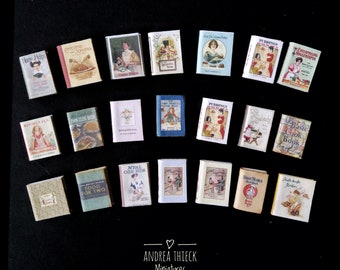 Vintage Miniature Cooking Books for Dolls - 1/12 - half scale