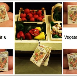 Miniature Paper Bag for Fruit and Vegetables -  one inch scale - choose your language