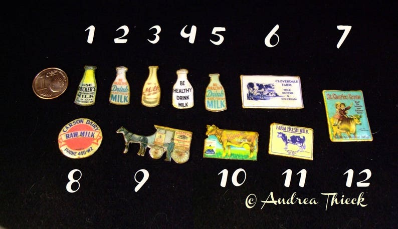 Miniature Tin Sign for the Dairy & Ice Parlor 1/12 scale choose ONE image 1