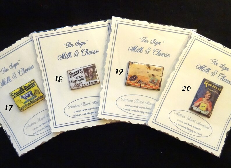 Miniature Tin Sign for the Dairy & Ice Parlor 1/12 scale choose ONE image 3