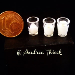Miniature Milk Glass - choose filling quantity   1:12 scale