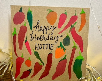 Birthday Card "Happy Birthday Hottie" handmade