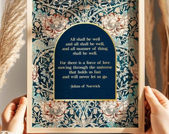 Julian of Norwich Quote Gold Foil Print - William Morris Art
