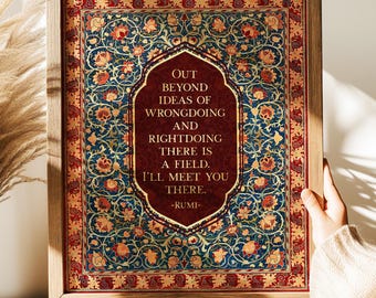 Rumi Poem - Out Beyond Ideas - Gold Foil Print - William Morris Art