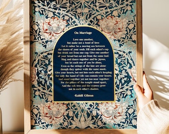 Kahlil Gibran 'On Marriage' Poem Gold Foil Print - William Morris Art