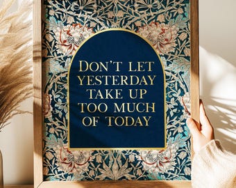 Positive Wall Art Gold Foil Print, William Morris Print, Therapy Office