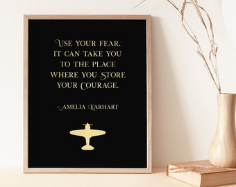 Pilot Gifts for Women - Amelia Earhart Quote - Female Pilot Gift - Aviation Art Print - Aviatrix - 8.5x11 inches