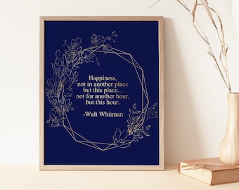 Walt Whitman Quote Print - Leaves of Grass - Happiness Quote - Poem Print - Literary Art - 8.5x11 inches