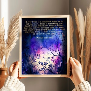 Winnie the Pooh Quote - You Are Braver Than You Believe - Gold Foil Print - 8.5x11 inches