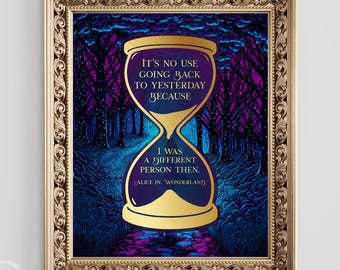 Alice in Wonderland Gold Foil Art Print: Bookish Decor