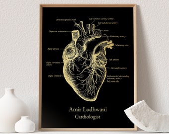 Personalized Gold Foil Heart Print: Cardiology Gift (8.5x11 inches)