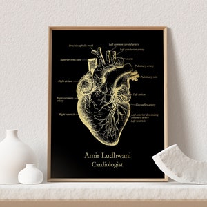 Personalized Cardiologist Gift - Custom Cardiology Print - Anatomical Heart - Heart Surgeon Gift - Heart Gold Foil Print - 8.5x11 inches