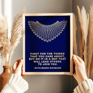 Ruth Bader Ginsburg Quote Print - Fight for the Things - advocaat cadeau - RBG cadeau - motiverende kunst - feminisme - 8,5 x 11 inch